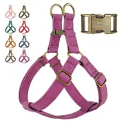Step In Dog Harness Personalized PU Leather Soft ID Name Phone Engraved Free S M