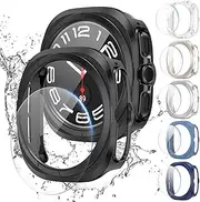 6+6 Pack Galaxy Watch 7 Ultra 47mm Screen Protector-JZK Protective case+Tempered Glass Screen Protector Full Coverage Hard PC Protective Cover HD Thin Cover for Samsung Galaxy Watch 7 Ultra 47mm Men