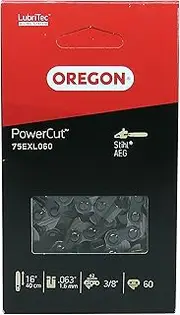 [Oregon] PowerCut 3/8" Pitch, .063" (1.6 mm) Gauge Full Chisel Chainsaw Chain for 16 Inch Bar - 60 Drive Links - fits AEG and Stihl (75EXL)