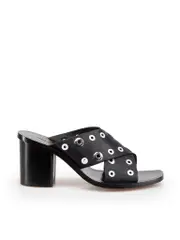Black Eyelet Detail Sandals