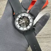 NEW✅ Swatch SKELETOR Skeleton Numbers Dial Black Silicone Watch