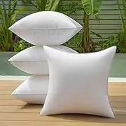 QSWRD 18 x 18 Outdoor Pillow Inserts Pack of 4 Patio Furniture Pillows Cushion Waterproof Square Throw Pillow Inserts Decorative Couch Pillow Inserts White Sofa Sham Cushion Stuffer