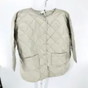 Michael Stars Sonnet Quilted Button Up Jacket Light Olive New