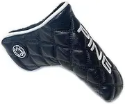 [PING] Universal Quilted Premium Leather Black Putter Headcover, Magnet Closure