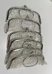 6 Brand New Silver Kiss-lock Purse Frames + Handles