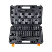 1/2" Drive Impact Socket Set, 33 Piece Socket Set SAE 3/8"-1" and Metric 1