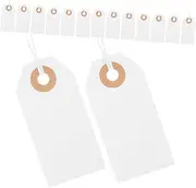 DOITOOL 200pcs String Hole Hang Card Tags for Clothes Prices Label Tag Labels Plain Blank White Paper