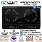 Devanti Electric Induction Cooktop 60cm Portable 3500W Dual Zone Stove Ceramic