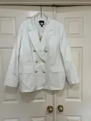 J.Crew $248 Greta Double Breasted Blazer Linen Blend White Work Career Size XL