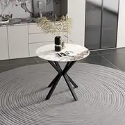 GOLDFAN Round Faux Marble Dining Table Modern 31.5 Inch Kitchen Table with Black Metal Legs for Dining Room Kitchen