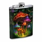 Groovy Trippy Mushrooms D4 Flask 8oz Stainless Steel Hip Drinking Whiskey