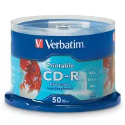 Verbatim CD-R Blank Discs 700MB 80 Minutes 52X Silver Inkjet Printable Surfac...
