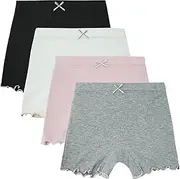 [SEAUR] 4 Pack Lace Bike Short Girls Elastic Waist Cartwheel Shorts Dance Undershorts Underwear