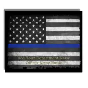 Police Sheriff Thin Blue Line Flag Personalized 16x20 Aluminum Wall Art