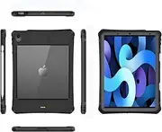 Waterproof Case for iPad Air 4 10.9 inch 2020, Full Body Dustproof Shockproof Protective Case with Built-in Screen Protector Kickstand Shoulder Strap Compatible for iPad Air 4 10.9 inch 2020 (Black)