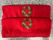 RARE! 2 Avanti Fingertip Towel Set 18" x 11" Embroidery Wreaths & FAST FREE SHIP