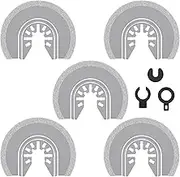 5Pcs Oscillating Tool Blades, Oscillating Multi Tool Diamond Segment Swing Semi Circle Grit Grout Mortar Removal Saw Blades, Oscillating Grinding Tool Blade for Grit Grout Mortar