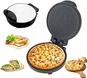 Electric Baking Pan, 1200W Indoor Pizza Oven with Non Stick Surface, Dual Heating Elements, Opens 180 Degrees, 26cm Electric Pancake Maker for Making Pizzas, Arabic Bread, Quesadillas