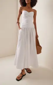 [Matteau] Gathered Drop-Waist Organic Cotton Maxi Dress