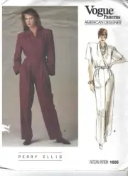 Vogue Sewing Pattern 1605, Perry Ellis Vintage Jumpsuit, Size 14, Uncut