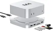 Mac Mini M4 Dock, 8 in 1 Full Aluminium Mac Mini M4 Hub with M.2 NVMe SSD Enclosure, 10Gbps USB-A*2 and SD/TF 4.0 Card Reader, Mac Mini 2024 Accessories