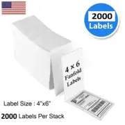 2000 Fanfold Direct Thermal Shipping Labels 4x6 Perforated for Zebra & Rollo