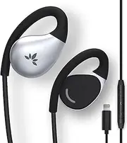 Avantree Resolve-L - Lightning Wired Open-Ear Earbuds with In-Line Volume Control, Designed for Medium-Large Size Ears, Compatible with iPhone 14, 13, 12, 11, 10 Models, Corded Headphones with Earhook