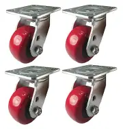 4" x 2" Heavy Duty "Polyurethane Wheel" Caster - 4 Swivels