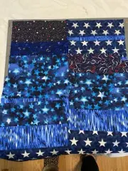 Precut Quilting Fabric Kit Ready To Put Together Squares And Strips, Blue Stars