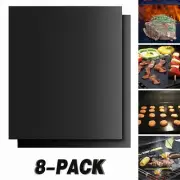 Grill Mats Set of 8 Non Stick Barbecue BBQ Cooking Pad Mat Bake Reusable Garden