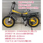 (大前叉油煞)藍克雷斯X3000 20吋1000W胖胖胎 電動折疊車 電動腳踏車 電動折疊腳踏車 電動折疊自行車