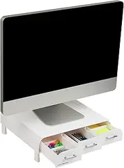 Mind Reader ' Perch' PC, Laptop, iMac Monitor Stand Desk Organizer, White