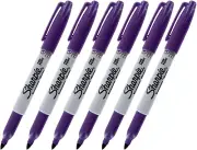 Sharpie Permanent Marker, Fine Point, Purple, Pack of 6