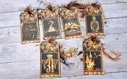 6-Halloween-Assorted-Junk Journal-Gothic-Parties-Linen Cardstock-Gift-Hang-Tags