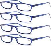 MODFANS Reading Glasses - 4 Pairs Fashion Readers Narrow Frame Spring Hinge for Men Women