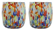 Pair of Murano Glass Drinking Art Tumblers Multi Millefiori