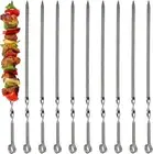 Barbecue Skewers, 10 PCS Flat Long Reusable Steel Metal Skewers for BBQ Grill...