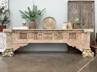 Reclaimed Indian Antique Hand Carved Timber Ethnic Console Long Boho Hall Table
