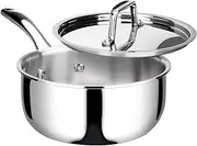 duxtop Whole-Clad Tri-Ply Stainless Steel Saucepan with Lid, 3 Quart, Kitchen Induction Cookware (Sauce03)