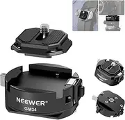 NEEWER GM34 Camera Quick Release Plate Kit, Quick Switch Auto Lock Square QR Mount Plate with Arca Type Clamp Base, Compatible with Arca Swiss Peak Design Capture V3 Camera Clip, Max Load 11lb/5kg