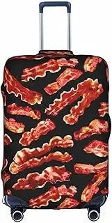 [Pvinnk] Bacon Pattern Print Protective Luggage Cover Elastic Washable Suitcase Protector Travel Gear Protector, White, Large