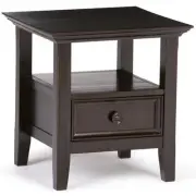 Simpli Home Amherst Wood 19" Square Transitional End Table in Hickory Brown