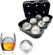 Silicone Ice Cube Trays Round Ice Cube Mold Spheres Ice Ball Maker (6 Round