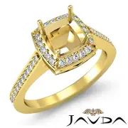 Cushion Pave Set Semi Mount VS1-VS2 Diamond Engagement Ring 18k Yellow Gold 0.5C