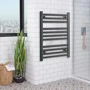650mm Wide Black Heated Towel Rail Straight Flat Bathroom Warmer Radiator Rack Central Heating Turkish Zone (650mm W - 600mm H)