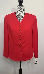 pablo collection Petite red unlined V-Neck blazer jacket size 14P