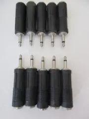 (10x) MONO 1/4" Female Jack to 3.5mm Male Plug Audio Video Adapter M-F 251-175
