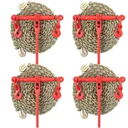 Chain Load Binder, 8 mm Tie Down Kit with 3 Ton Working Load Capacity and Two Grab Hooks, Includes (4) Ratchet Binders - (4) 6.4 m Grade 80 Chains, Transport Load Package for Hauling,