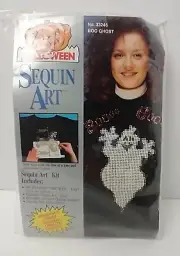 Vintage Halloween Sequin Art Kit Sweater Decorating Craft Ghost Pattern