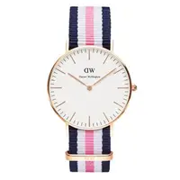 在飛比找森森購物網優惠-DW Daniel Wellington 藍白粉紅尼龍錶帶-